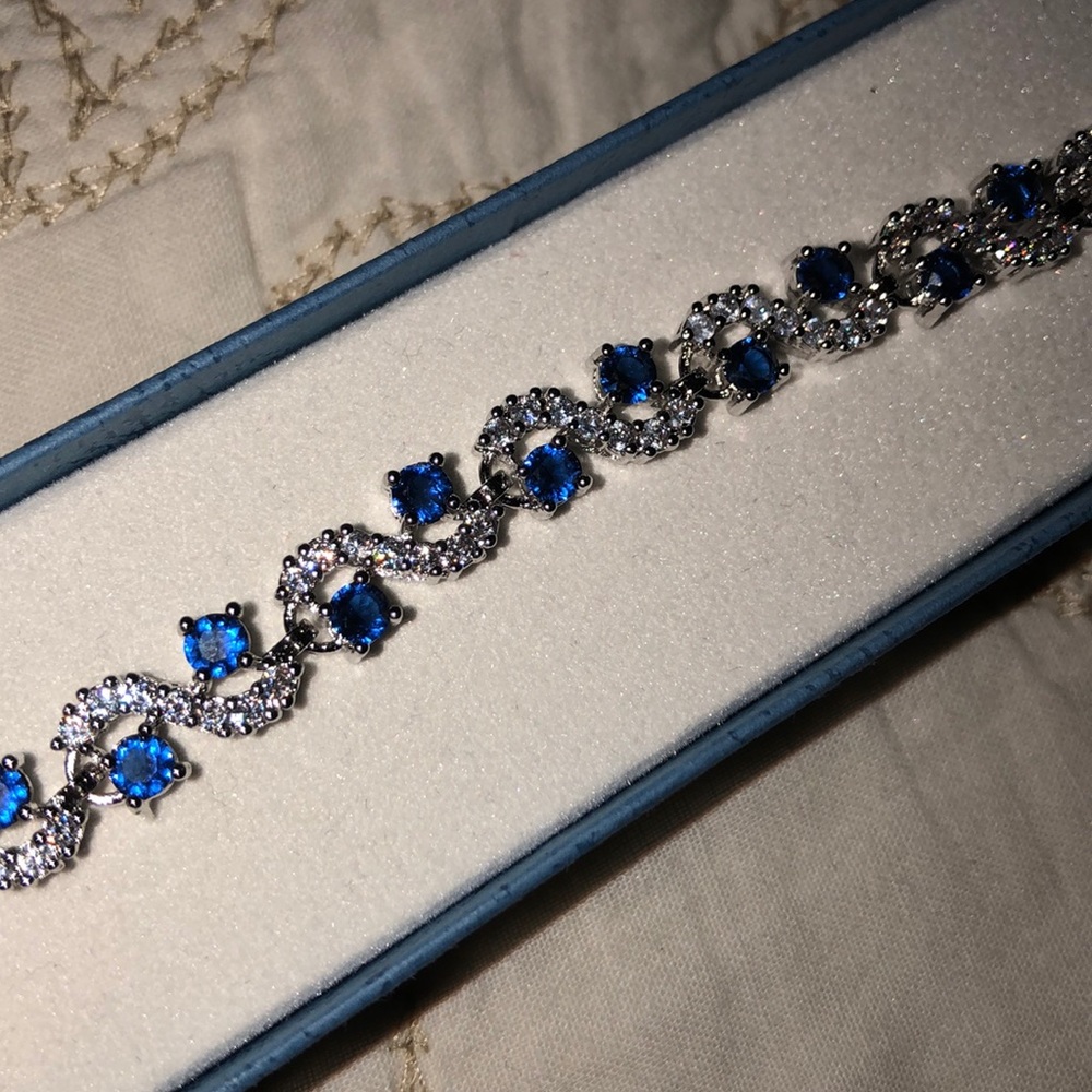 Sterling Silver Sapphire Tennis Bracelet
